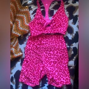 Beach riot sport pink leopard print set
